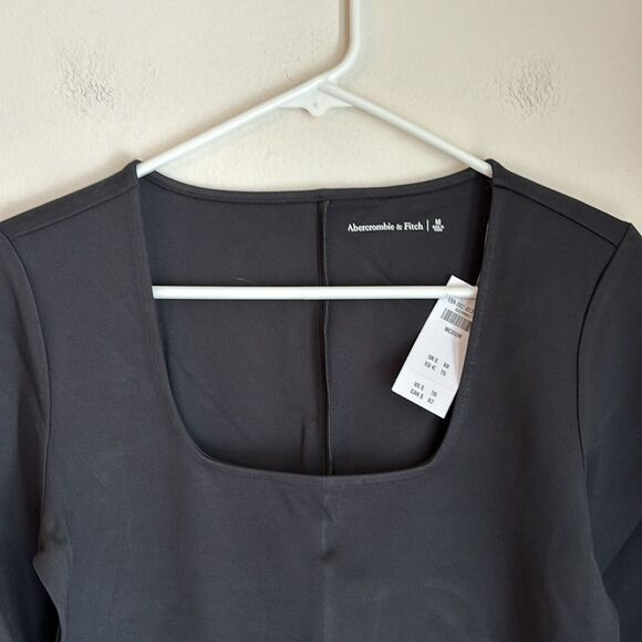 Abercrombie & Fitch Women Split Cuff Ponte Squareneck long sleeve mini dress M! - Picture 5 of 10